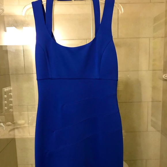 Guess Royal Blue Dress w/ Shoulder and Halter Strap Zipper in Back  Fully Lined - Picture 4 of 13